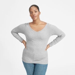 Everlane The Pima Micro-Rib Open V-Neck